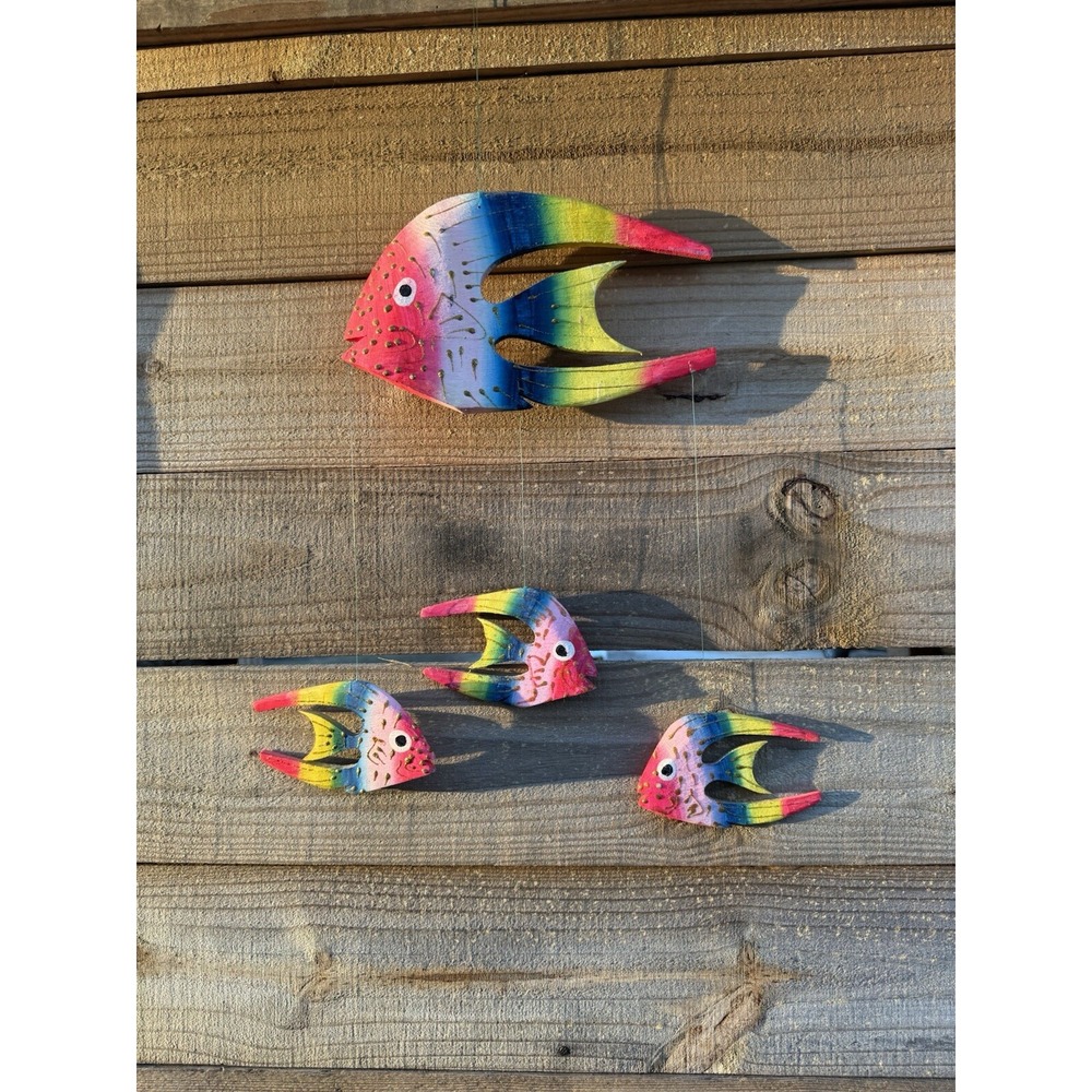 Wooden Hanging Decorative Hand Carved Hand‎ Painted Fish Vintage Jamaica